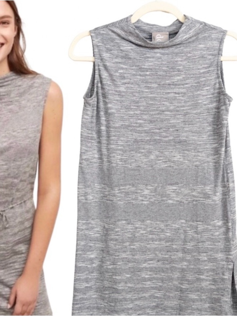 Anthropologie Dolan Grey Fina Tunic Striped Top Sleeveless Side Split medium